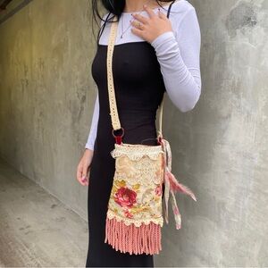 Handmade Lace and Velvet Crossbody Bag